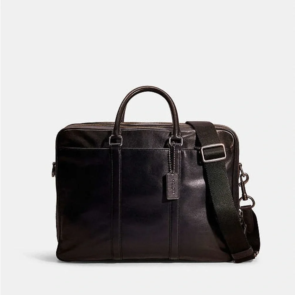 Coach Black Leather Briefcase Metropolitan Slim Brief - Picture 6 of 12